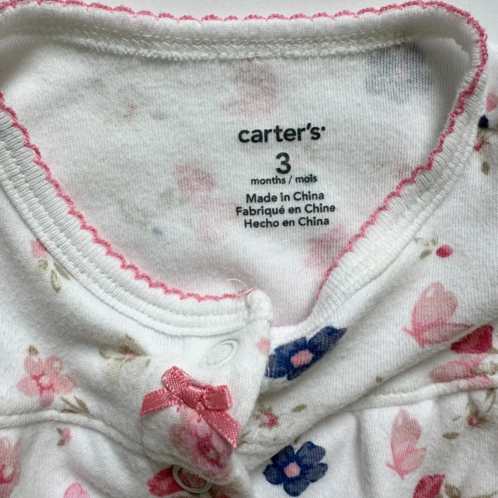Carter's Baby Girl Pajamas Footed One Piece Floral Sleeper Size 3M Carter's